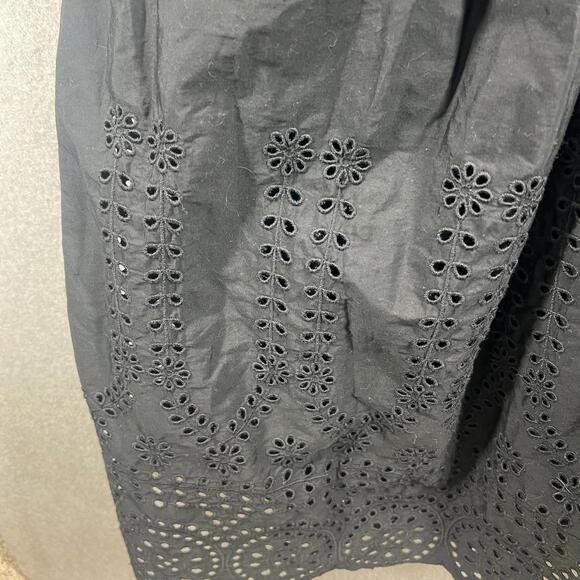 J. Crew Womens Size 8 V-neck smocked-waist dress eyelet cotton poplin Black NWT - Picture 3 of 11